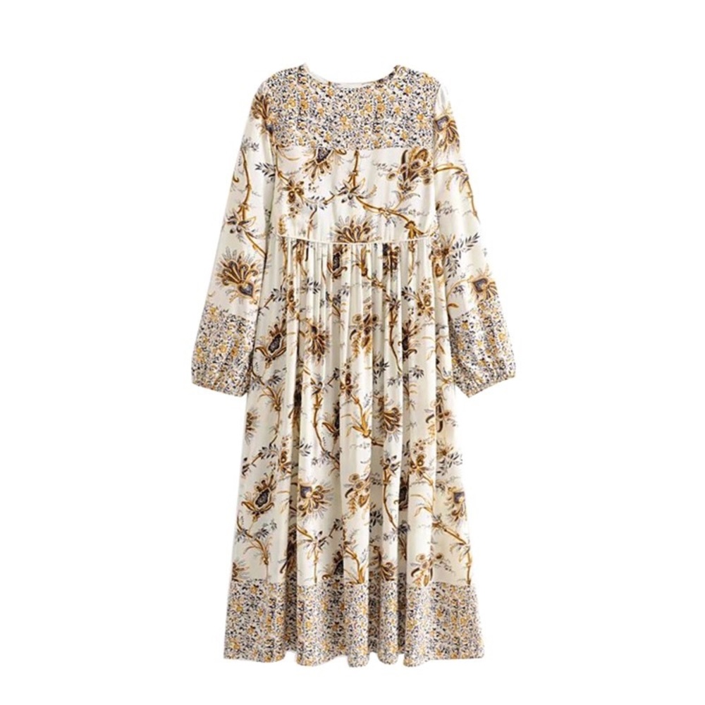 NEW BOHO GYPSY MILA LONG FLORAL MAXI DRESS TUNIC - Picture 3 of 6